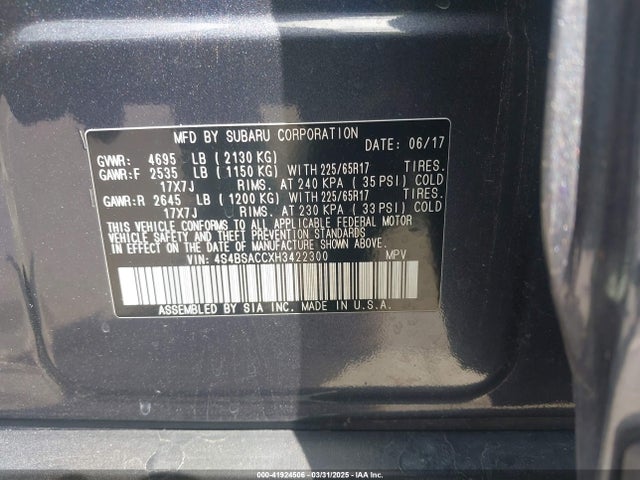 4S4BSACCXH3422300 Subaru Outback 2.5i Premium