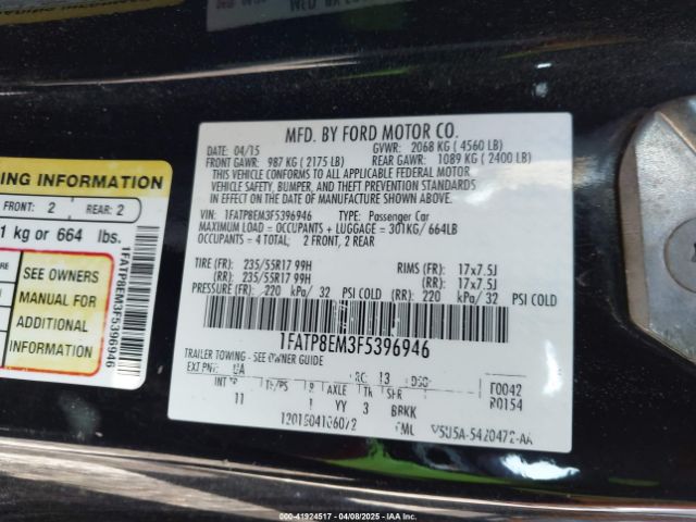 1FATP8EM3F5396946 Ford Mustang V6