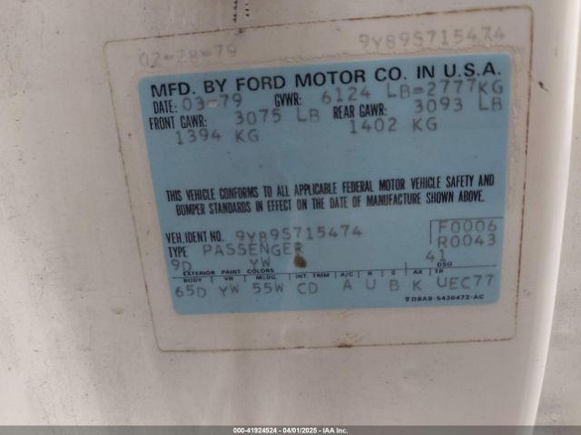 1979 LINCOLN CONTINENTAL 9Y89S715474 Photo 8