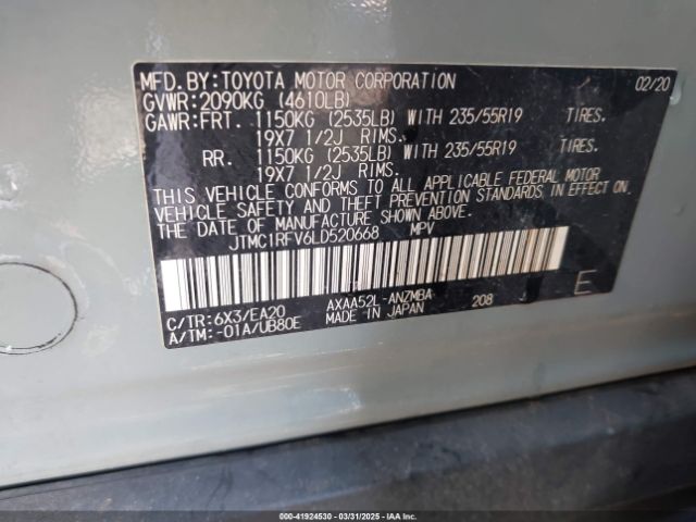 JTMC1RFV6LD520668 Toyota Rav4 Xle Premium