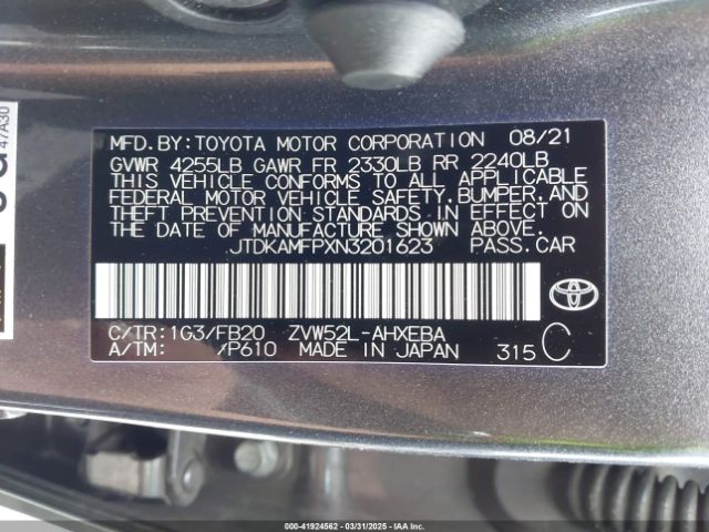 JTDKAMFPXN3201623 Toyota Prius Prime Le