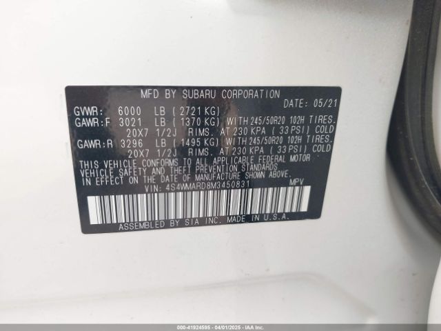 4S4WMARD8M3450831 Subaru Ascent Touring