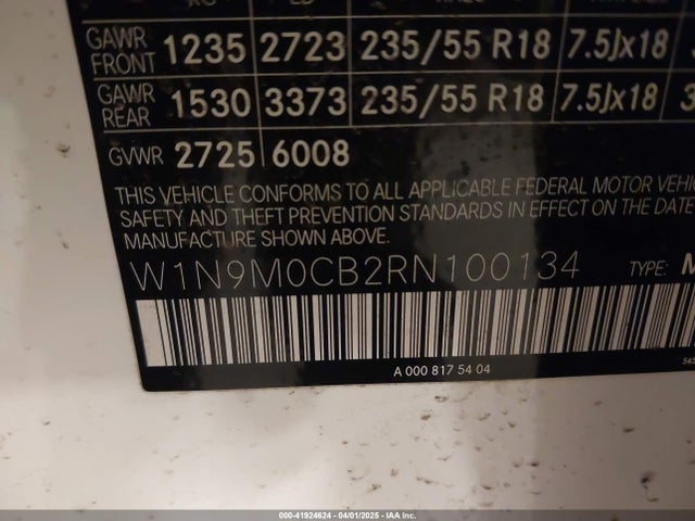 W1N9M0CB2RN100134 Mercedes-Benz Eqb Eqb 250+
