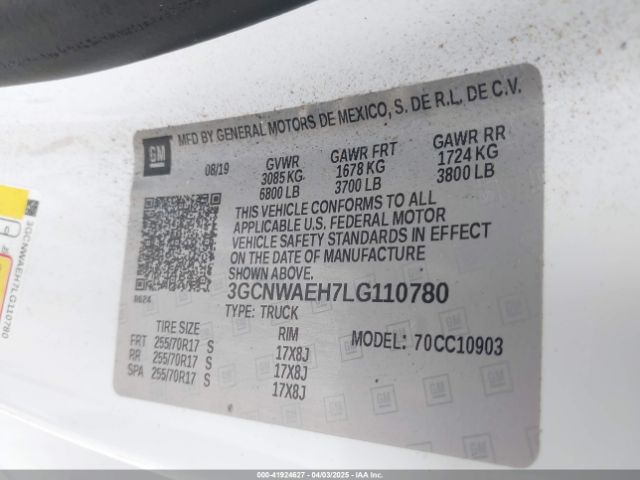 3GCNWAEH7LG110780 Chevrolet Silverado 1500 2wd  Long Bed Wt