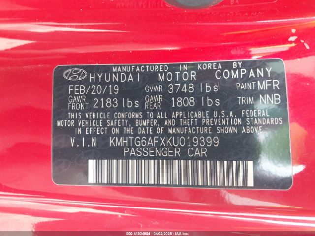 KMHTG6AFXKU019399 Hyundai Veloster 2.0