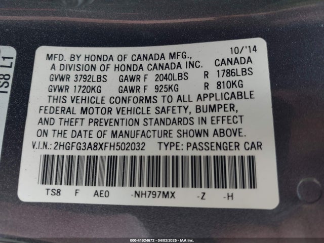 2HGFG3A8XFH502032 Honda CIVIC EX