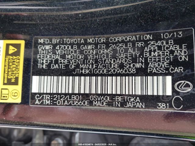 JTHBK1GG0E2096038 Lexus ES 350