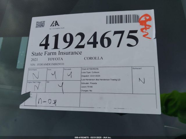 JTDEAMDE1MJ029331 Toyota Corolla Hybrid Le