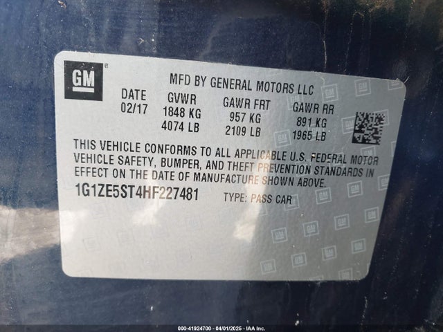 1G1ZE5ST4HF227481 Chevrolet MALIBU 1LT