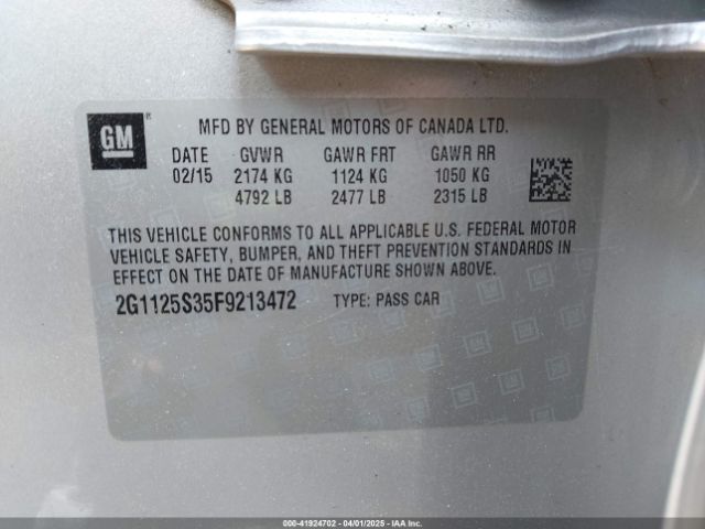 2G1125S35F9213472 Chevrolet Impala 2lt