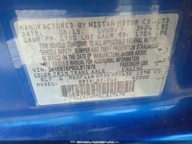 3N1CN7AP9GL817678 Nissan 2016