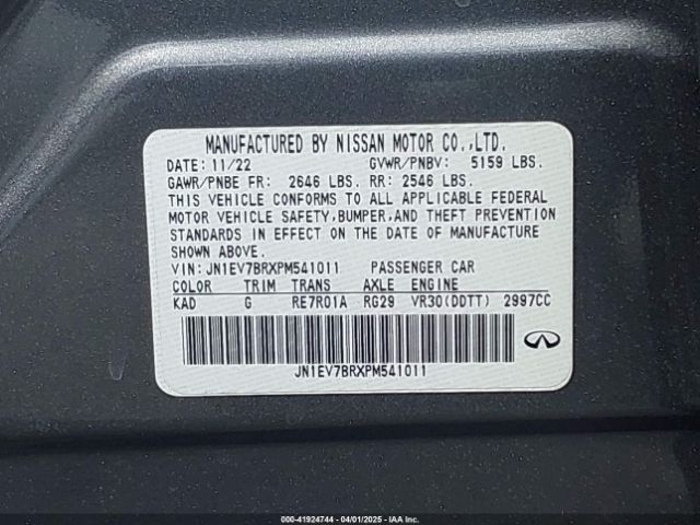 JN1EV7BRXPM541011 Infiniti Q50 Luxe Awd