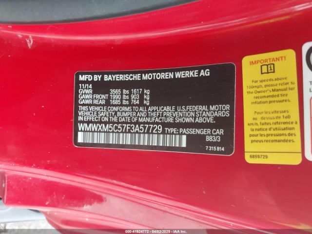 WMWXM5C57F3A57729 Mini Hardtop Cooper