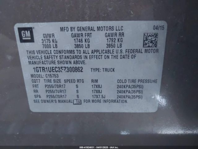 1GTR1UEC3FZ300862 GMC Sierra 1500 Sle