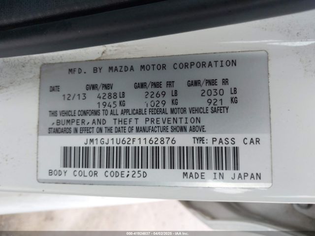 JM1GJ1U62F1162876 Mazda Mazda6 I Sport