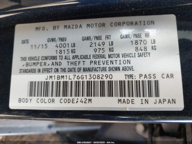 JM1BM1L76G1308290 Mazda Mazda3 I Touring