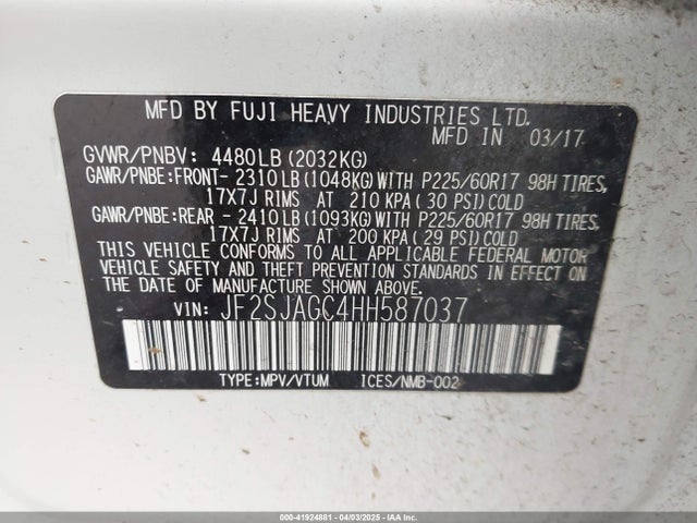 JF2SJAGC4HH587037 Subaru Forester 2.5i Premium