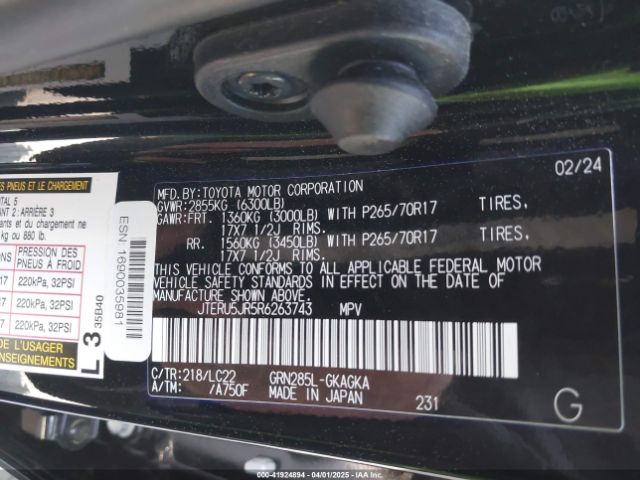 JTERU5JR5R6263743 Toyota 4runner Trd Off Road Premium