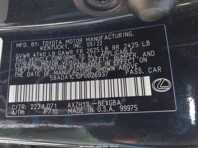 58ADA1C10PU026937 Lexus ES 300H