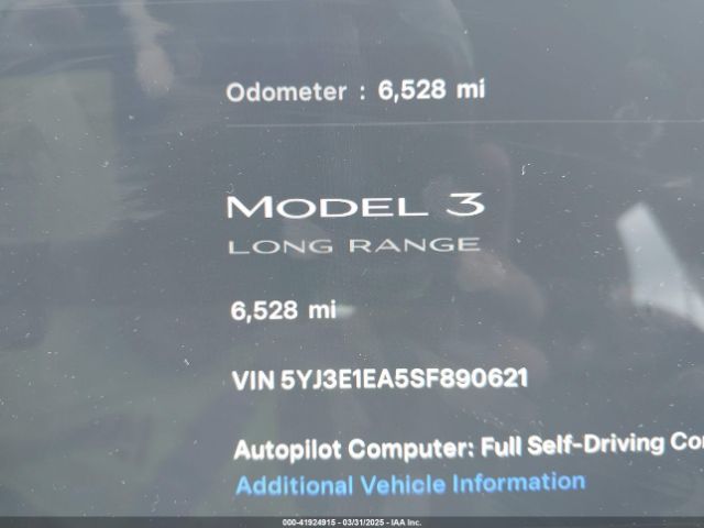 5YJ3E1EA5SF890621 Tesla Model 3 Long Range Rear-wheel Drive