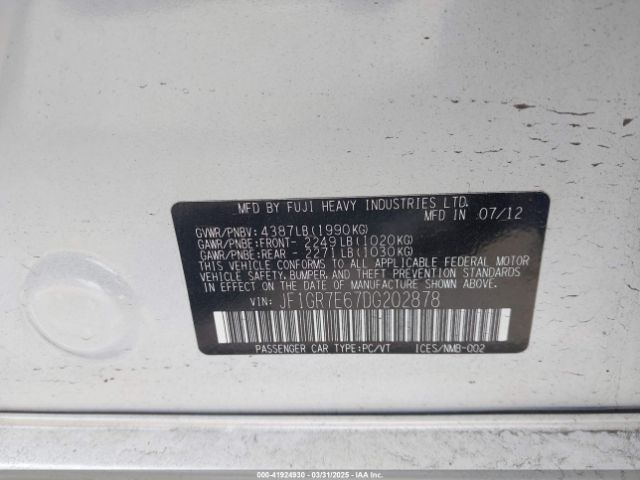 2013 SUBARU IMPREZA WRX JF1GR7E67DG202878 Photo 8