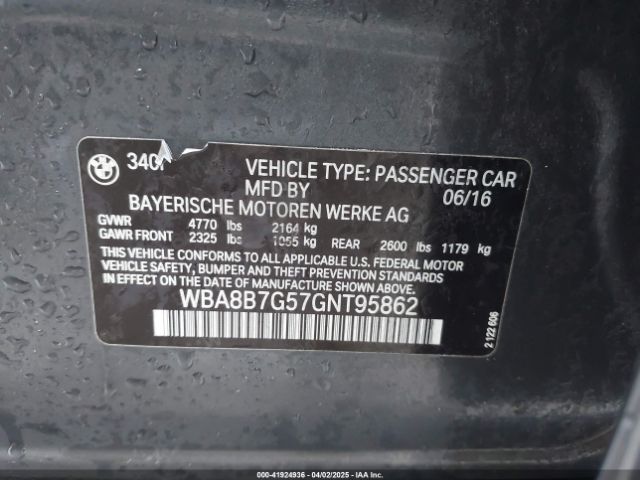 WBA8B7G57GNT95862 BMW 340i Xdrive