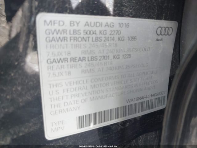 WA18NAF44HA086322 Audi A4 Allroad 2.0t Premium