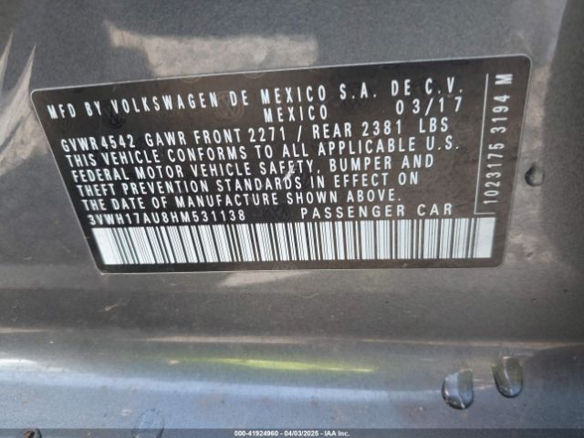 3VWH17AU8HM531138 Volkswagen Golf Alltrack Tsi S/tsi Se/tsi Sel