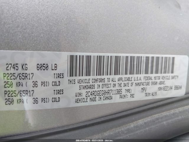 2C4RDGEG0HR711385 Dodge Grand Caravan Gt