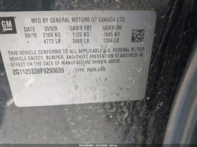 2G1125S38F9293639 Chevrolet Impala 2lt