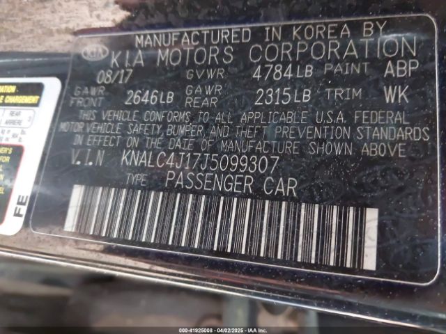 KNALC4J17J5099307 KIA Cadenza Limited