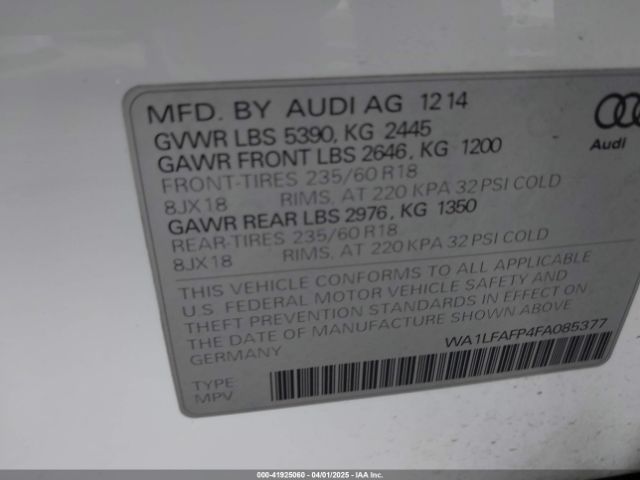 WA1LFAFP4FA085377 Audi Q5 2.0t Premium
