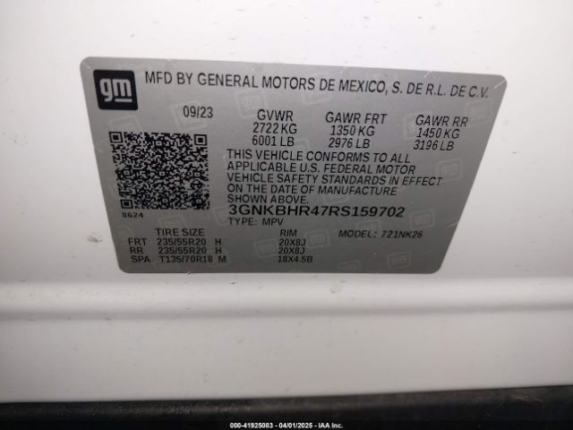 3GNKBHR47RS159702 Chevrolet Blazer Awd 2lt