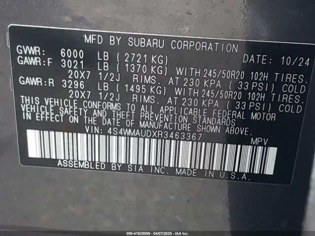 4S4WMAUDXR3463367 Subaru Ascent Limited 7-passenger