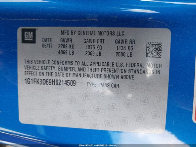 1G1FK3D69H0214509 Chevrolet CAMARO ZL1