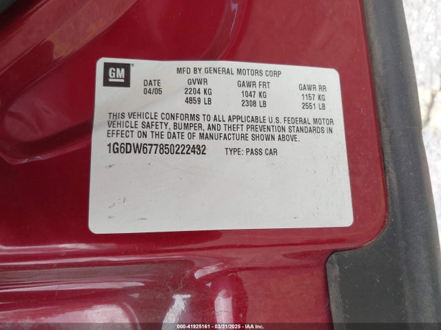 2005 CADILLAC STS 1G6DW677850222432 Photo 8