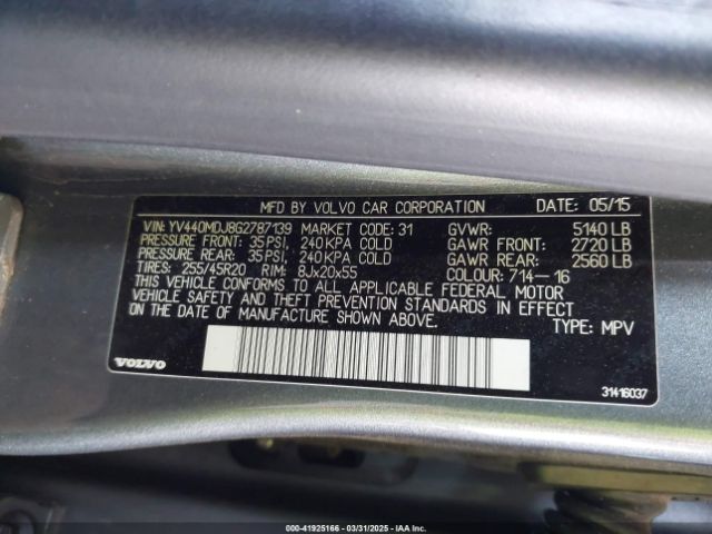 YV440MDJ8G2787139 Volvo Xc60 T5 Drive-e