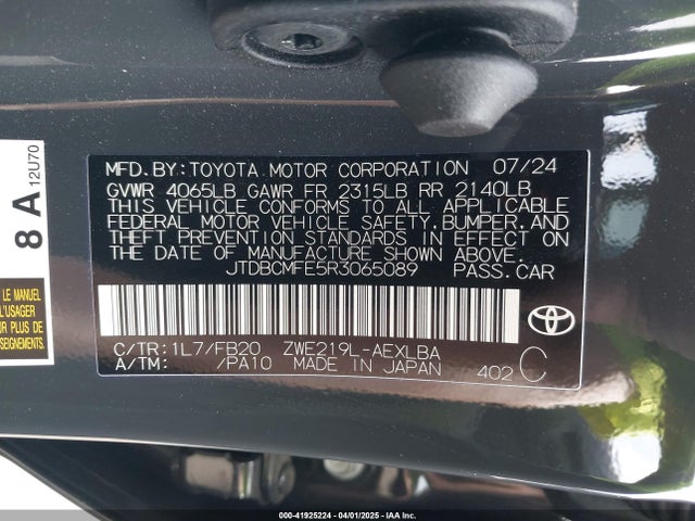 Toyota Corolla Hybrid Le 2024 JTDBCMFE5R3065089 Image 9