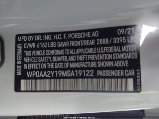WP0AA2Y19MSA19122 Porsche Taycan