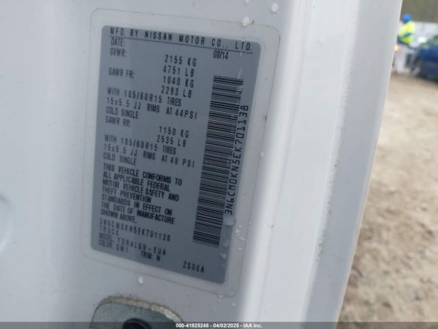 3N6CM0KN5EK701138 Nissan NV200 SV