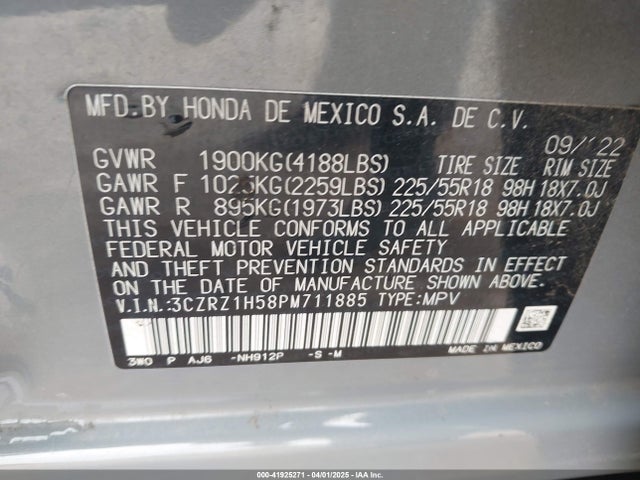 3CZRZ1H58PM711885 Honda k20z5