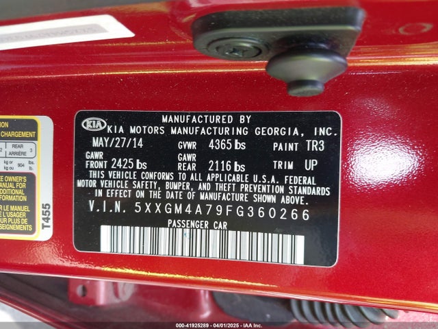 5XXGM4A79FG360266 KIA Optima Lx