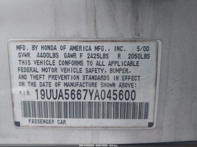 2000 ACURA TL 19UUA5667YA045600 Photo 8