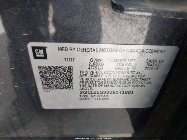 2G1125S33J9141681 Chevrolet IMPALA 2LZ