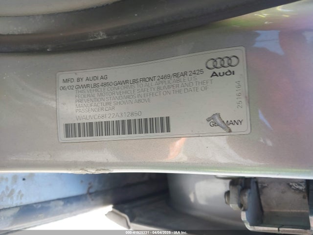 2002 AUDI A4 WAUVC68E22A312850 Photo 8