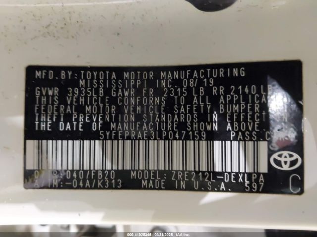 5YFEPRAE3LP047159 Toyota COROLLA LE