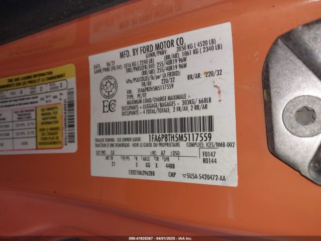 1FA6P8TH5M5117559 Ford Mustang Ecoboost