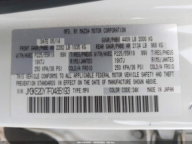JM3KE2DY7F0485193 Mazda Cx-5 Grand Touring