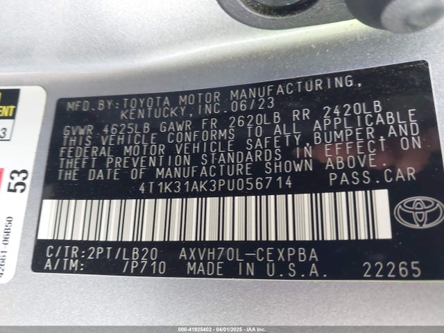4T1K31AK3PU056714 Toyota Camry Xse Hybrid