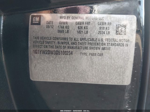 2013 CHEVROLET CORVETTE 1G1YW2DW3D5100204 Photo 8